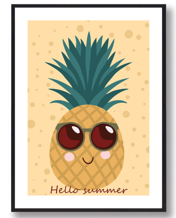 Ananas med solbriller - plakat (Størrelse: S - 21x29,7cm (A4))