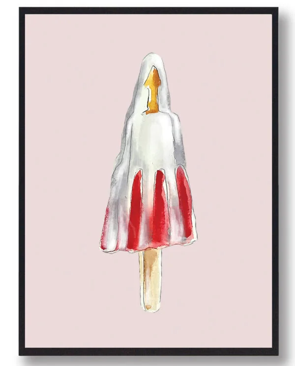 Astronaut is - håndtegnet plakat (lyserød) (Størrelse: M - 30x40cm)