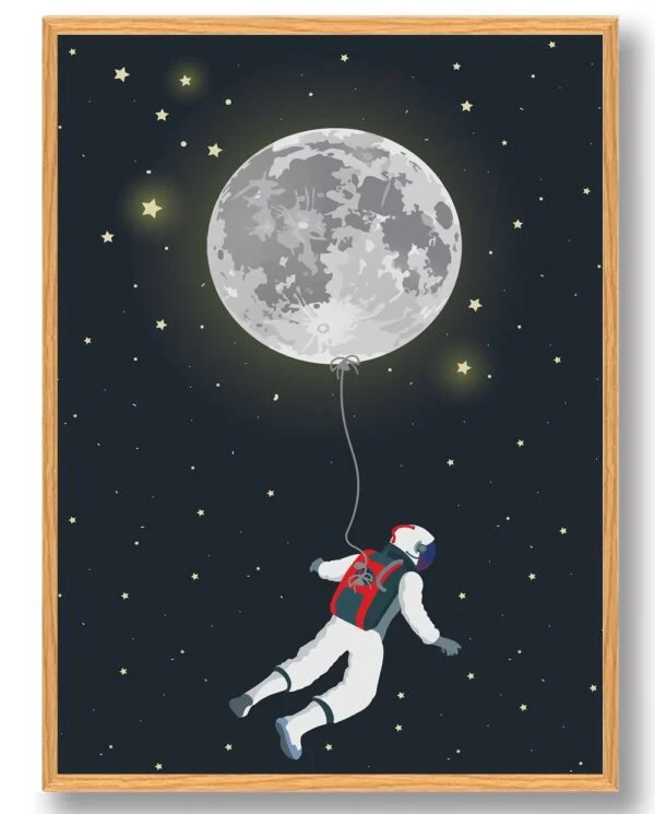 Ballon spaceman - plakat (Størrelse: L - 50x70cm (B2))