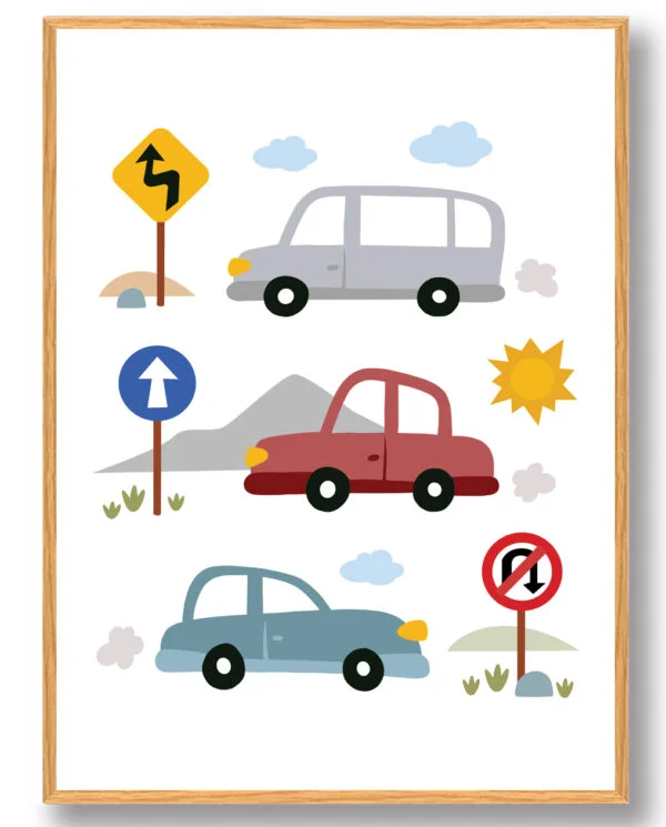 Biler - plakat (Størrelse: M - 30x40cm)