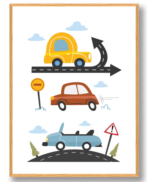 Biler - plakat (Størrelse: M - 30x40cm)