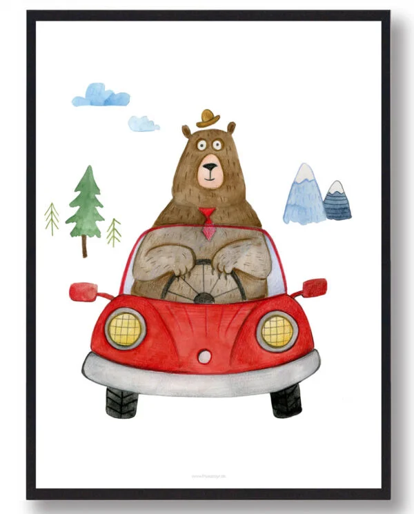 Bjørnen - håndtegnet plakat (Størrelse: L - 50x70cm (B2))