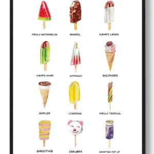 Samlet isplakat - håndtegnet plakat (Størrelse: XS - 15x21cm (A5))