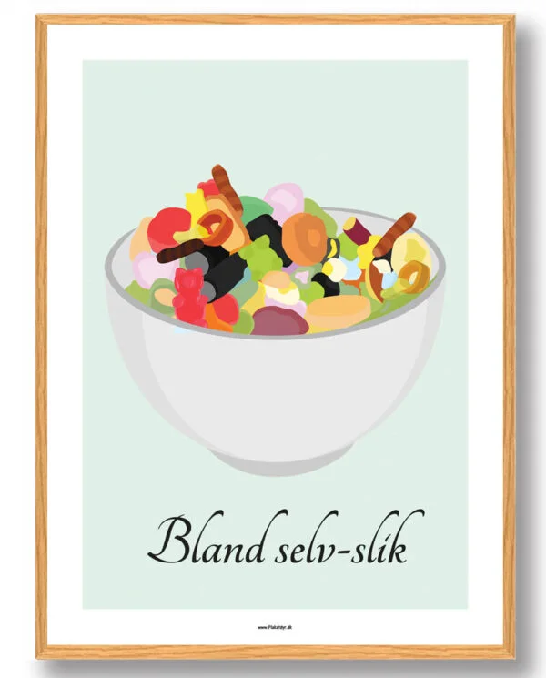 Slikskål, bland selv-slik - plakat (Størrelse: M - 30x40cm)