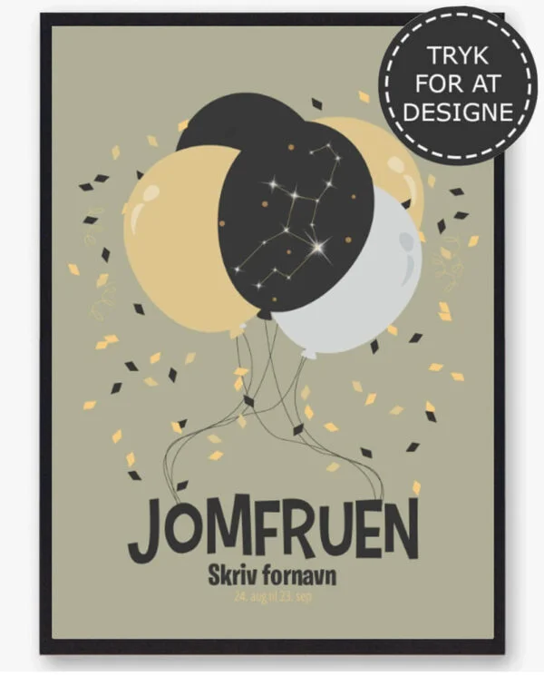 Stjernetegn jomfruen - personlig plakat (Størrelse: M - 30x40cm)