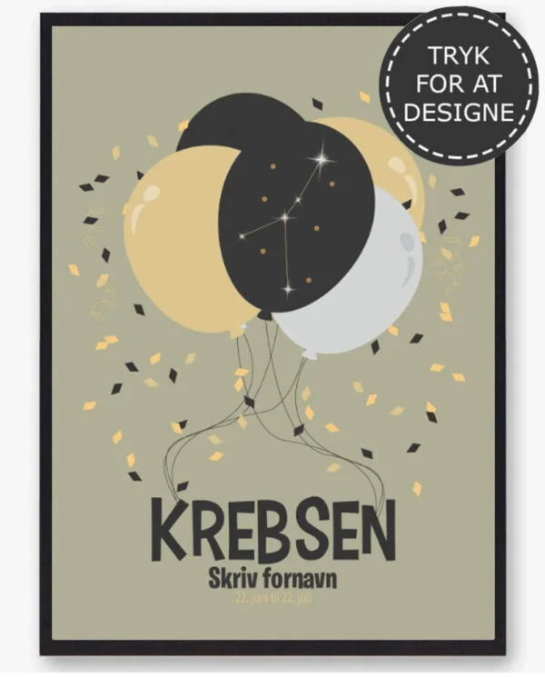 Stjernetegn krebsen - personlig plakat (Størrelse: L - 50x70cm (B2))