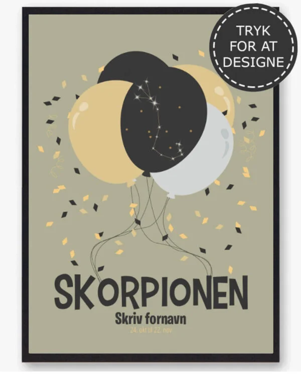 Stjernetegn skorpionen - personlig plakat (Størrelse: S - 21x29,7cm (A4))
