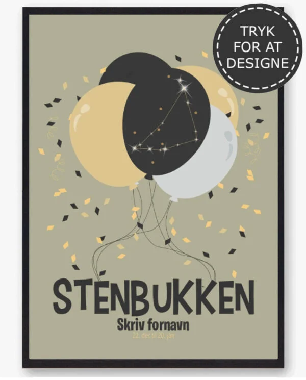 Stjernetegn stenbukken - personlig plakat (Størrelse: S - 21x29,7cm (A4))