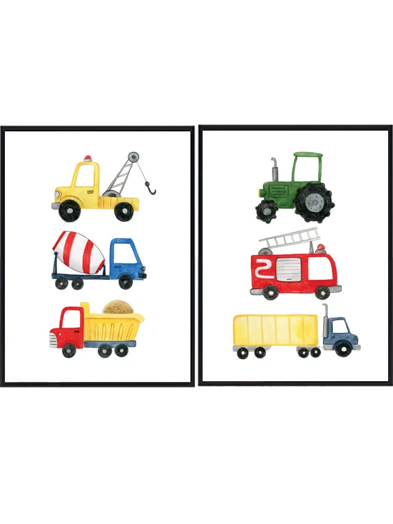 Traktor og andre - håndtegnede plakater (Størrelse: L - 50x70cm (B2))