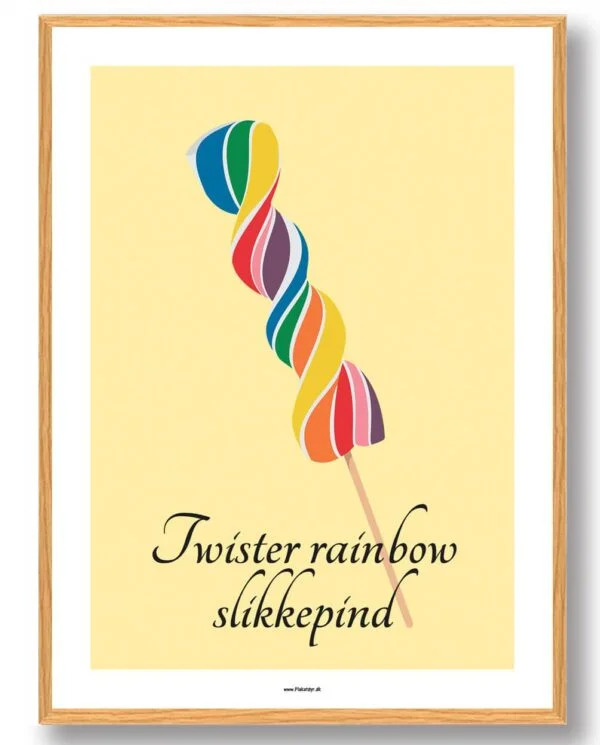 Twister rainbow slikkepind - plakat (Størrelse: S - 21x29,7cm (A4))