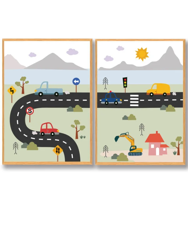 Vand og bjerge - plakat (Størrelse: M - 30x40cm)