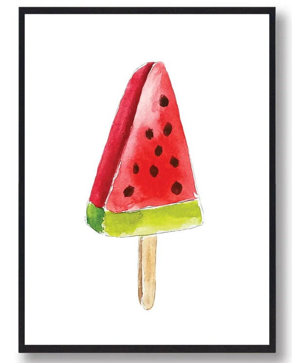 Vandmelon is - håndtegnet plakat (Størrelse: M - 30x40cm)