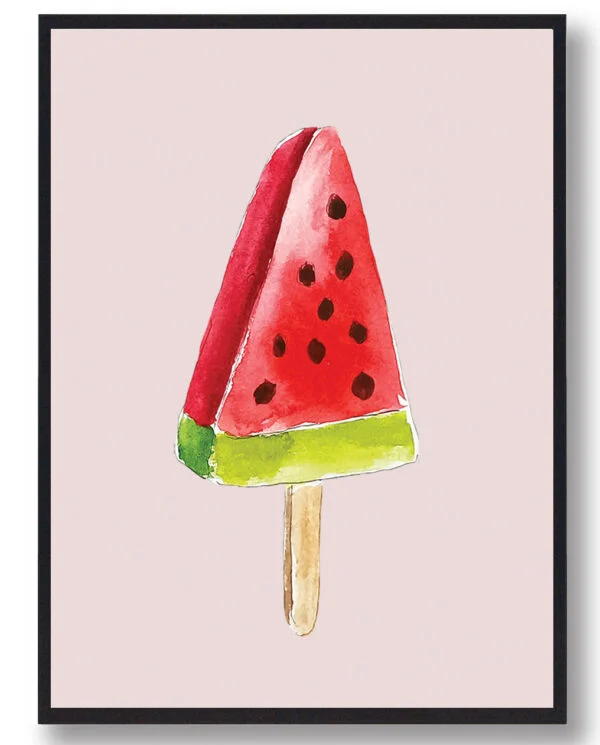 Vandmelon is - håndtegnet plakat (lyserød) (Størrelse: M - 30x40cm)