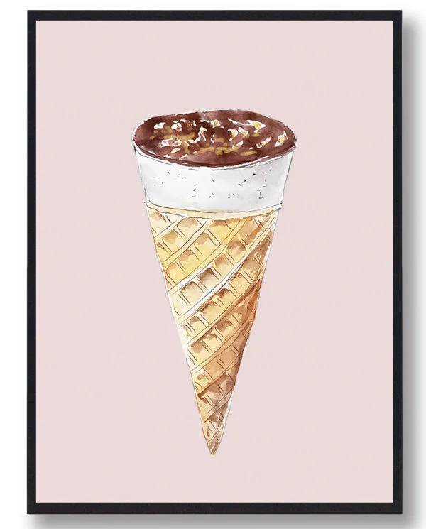 Wofler - håndtegnet plakat (lyserød) (Størrelse: M - 30x40cm)