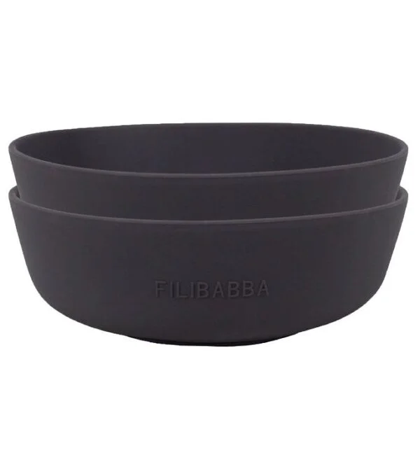 Filibabba Skål - 2-pak - Silikone - Stone Grey