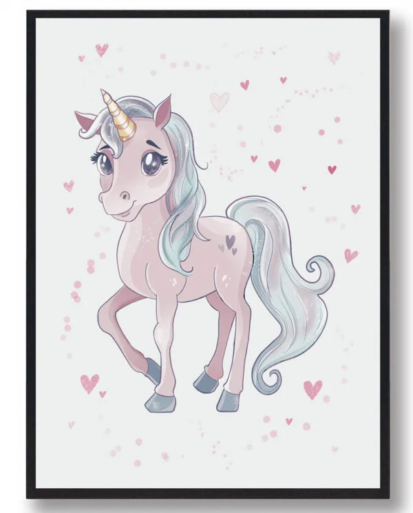 Smilende enhjørning - plakat (Størrelse: M - 30x40cm)