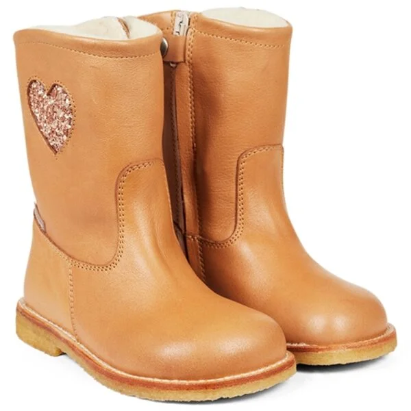 Angulus Tex-Støvle Med Lynlås Almond/Maple Glitter - Str. 25