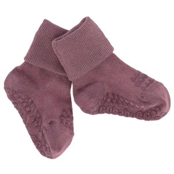 GObabyGO Bamboo Strømper Antislip Misty Plum - Str. 6-12 mdr