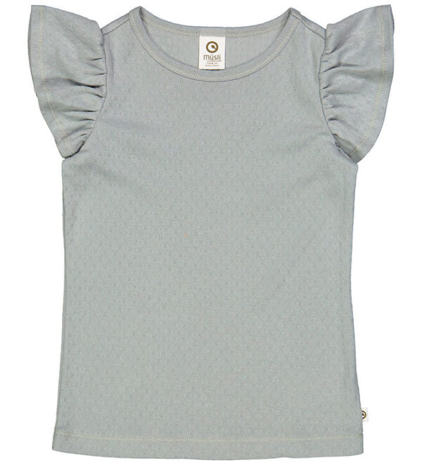 Müsli T-shirt - Pointelle Frill - Jasmin Blue