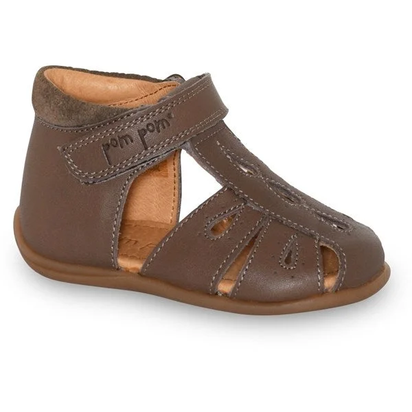 Pom Pom Sandal Drops Velcro Latte - Str. 20