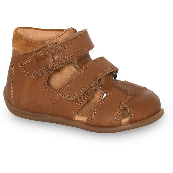 Pom Pom Sandal Two Velcro Camel - Str. 22
