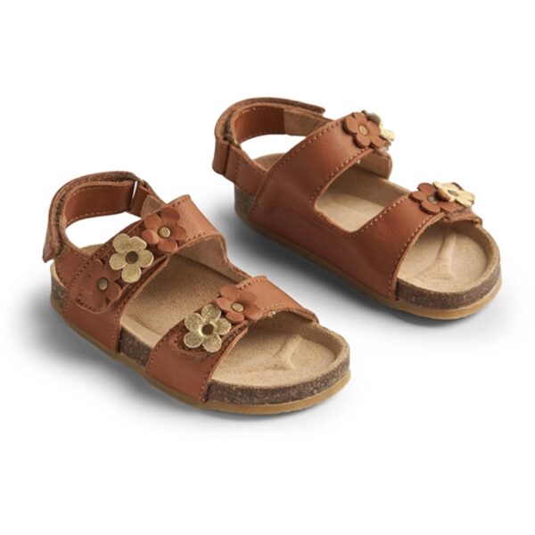 Wheat Sandal Cork Open Toe Clare Flowers Cognac - Str. 25