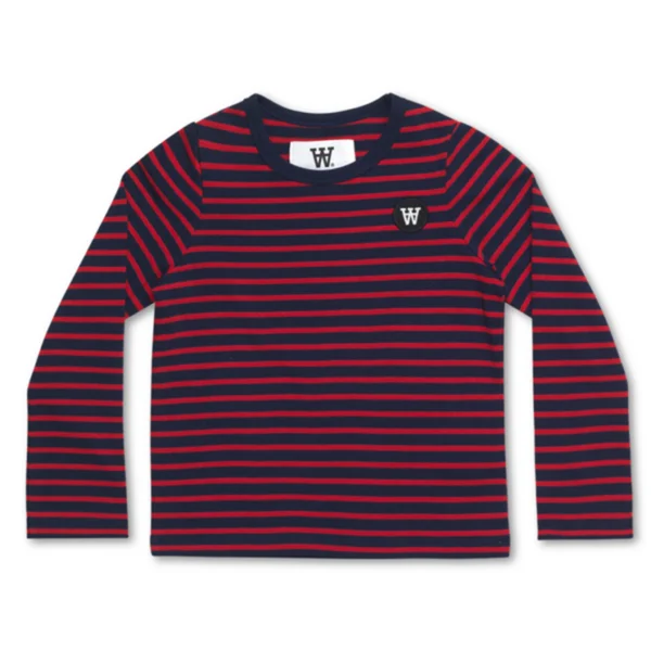 Wood Wood Double A Kim Bluse Navy/Rød Stripet - Str. 11-12 år