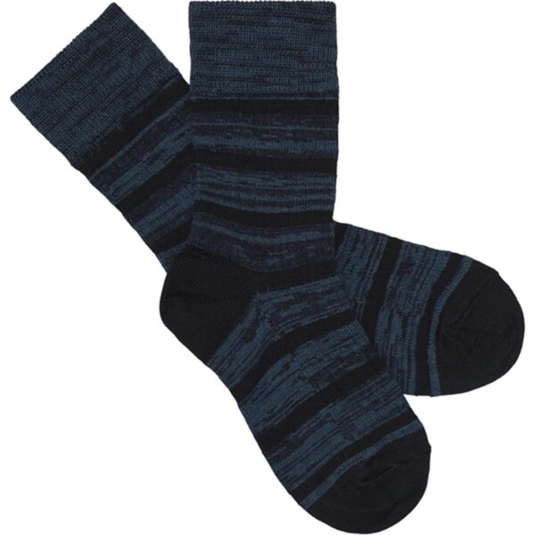 FUB 2-Pak Melange Striped Strømper Black/Teal - Str. 22-24