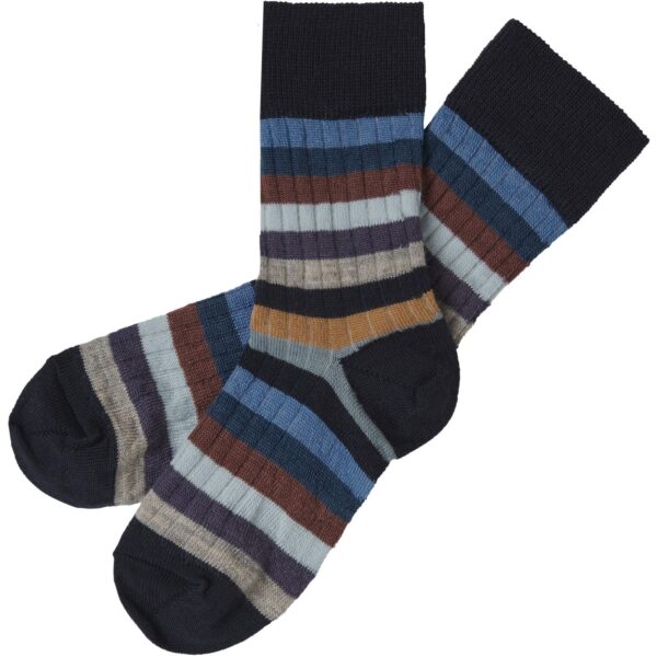 FUB Dark Navy/Multi Stripe 2-pak Classic Stripe Strømper - Str. 22-24