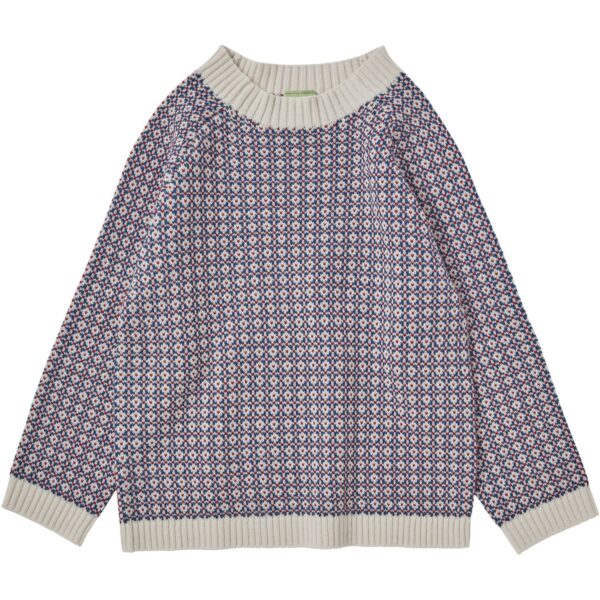 FUB Ecru/Pond Blue/Red Nordic Sweater - Str. 100