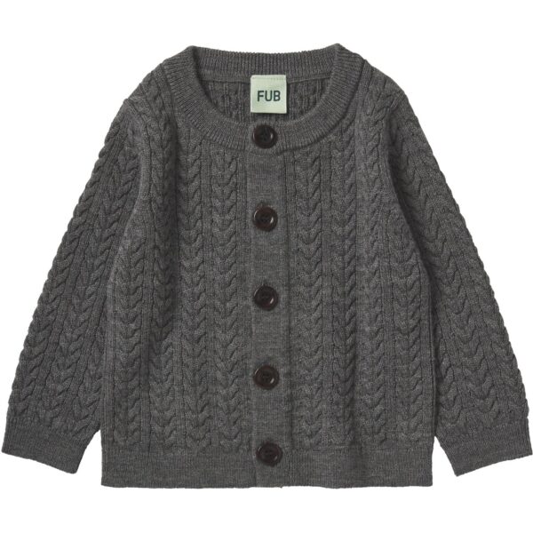 FUB Grey Melange Baby Cable Cardigan - Str. 62