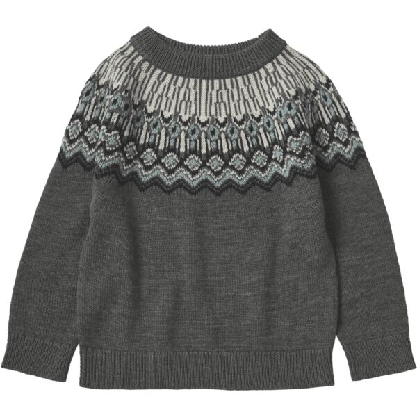 FUB Grey Melange Fair Isle Sweater - Str. 80