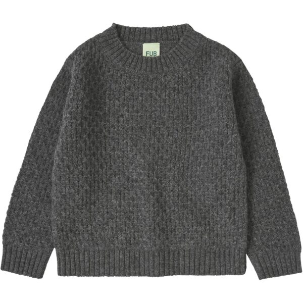 FUB Grey Melange Lambswool Crew - Str. 100