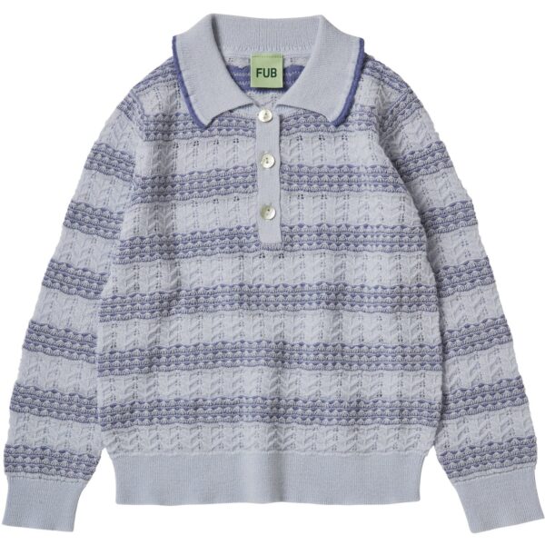 FUB Ice/Dusty Violet Pointelle Polo - Str. 100