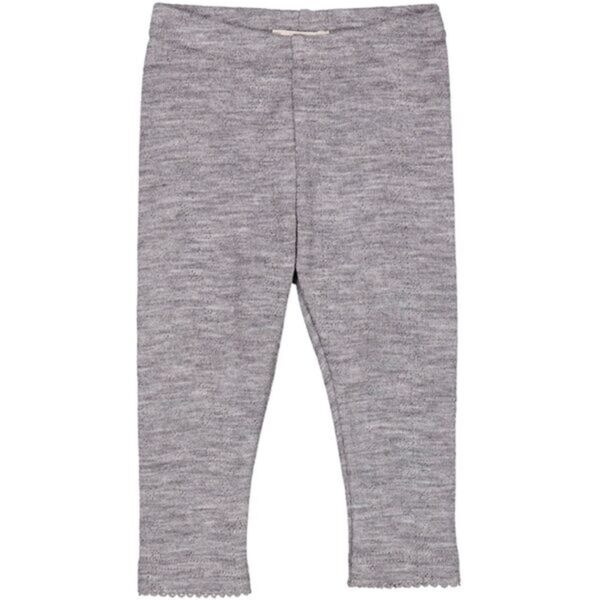 MarMar Wool Grey Melange Pointelle Leggings - Str. 10 år/140