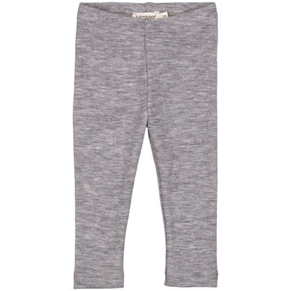 MarMar Wool Grey Melange Rib Leggings - Str. 10 år/140