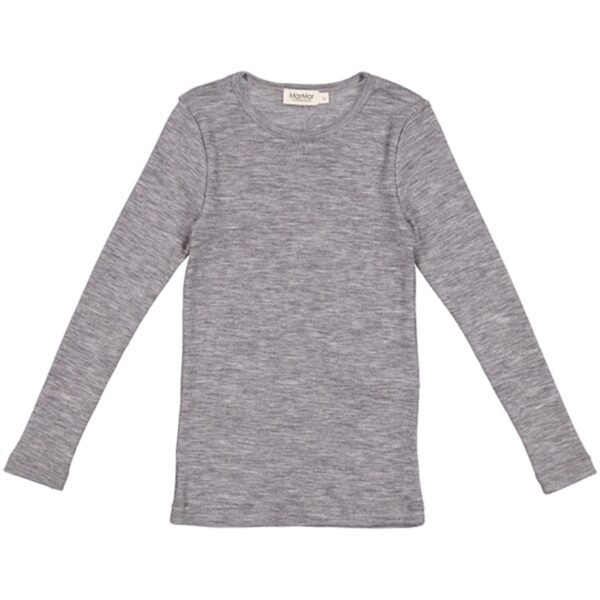 MarMar Wool Grey Melange Rib Tamra Bluse - Str. 10 år/140