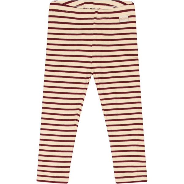 Petit Piao Dark Cherry/Dark Off White Leggings Modal Striped - Str. 68