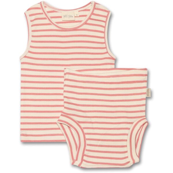 Petit Piao Sea Shell Pink Undertøjs Sæt Modal Striped - Str. 56