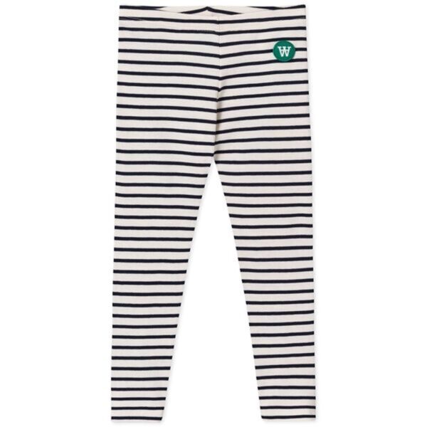 Wood Wood Ira Kids Leggings Off White/Navy Stripes - Str. 5-6 år