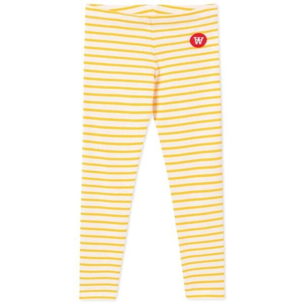 Wood Wood Ira Kids Leggings Off White/Yellow Stripes - Str. 7-8 år